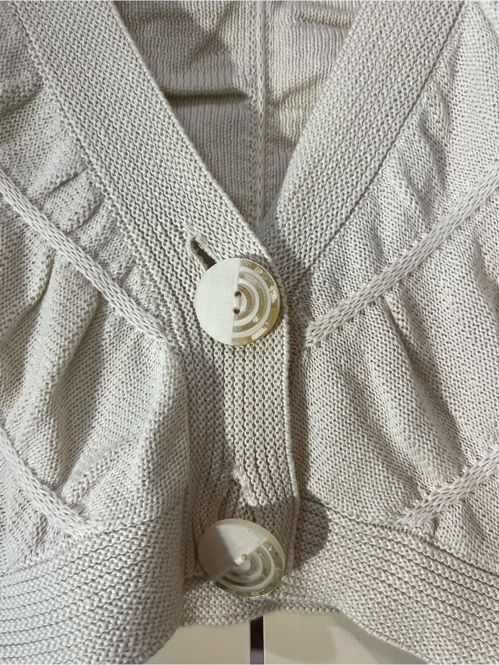 Colette Cream Short-Sleeve Cropped Buttoned Knit Cardigan Shrug Bolero-Size Med - Picture 3 of 9